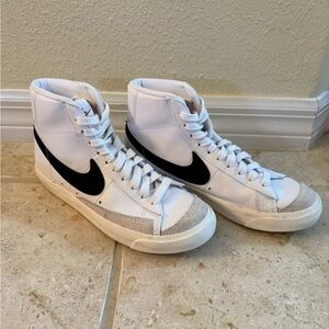 Nike White and Black High-Top Athletic Shoes